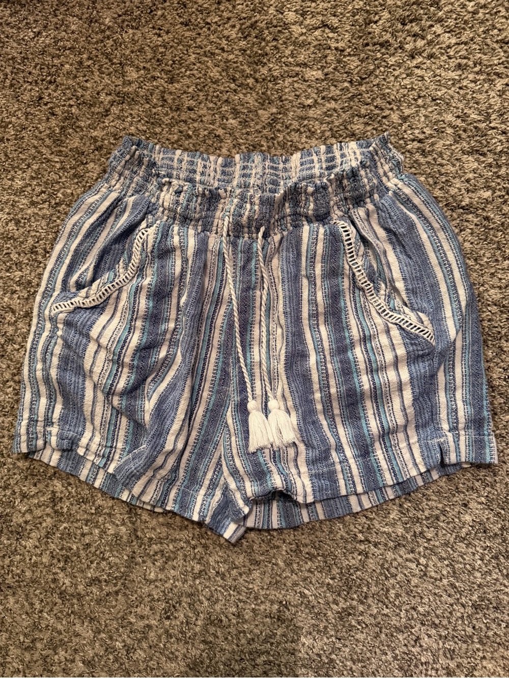 Briggs Blue & White Striped Drawstring Shorts